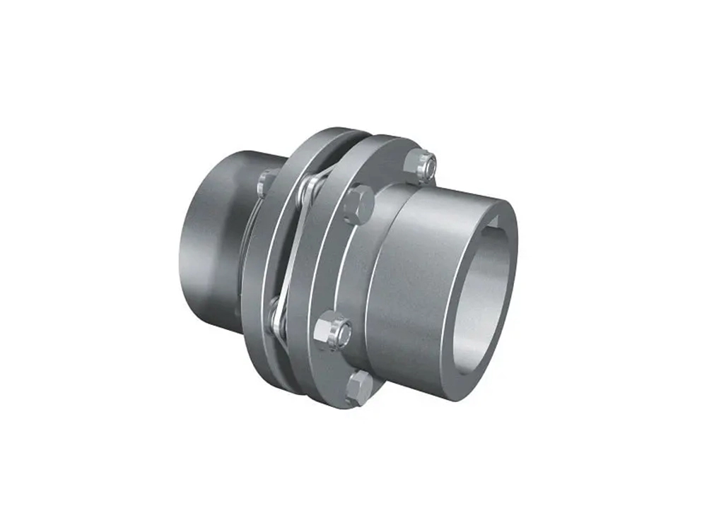 Flexible coupling similar to flange type, featuring rubber bushings between bolted flanges to absorb shocks, vibrations, and minor misalignments in medium-duty industrial setups.