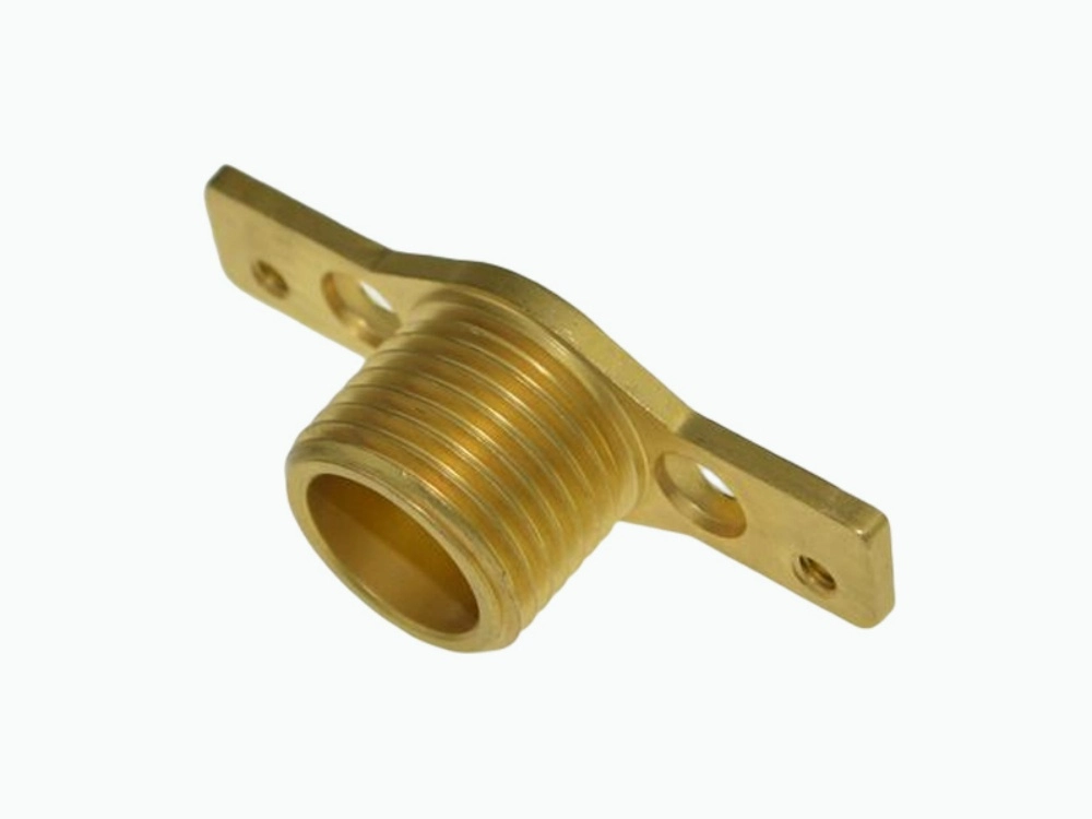 CNC turned brass L-type RF connector base for electronics