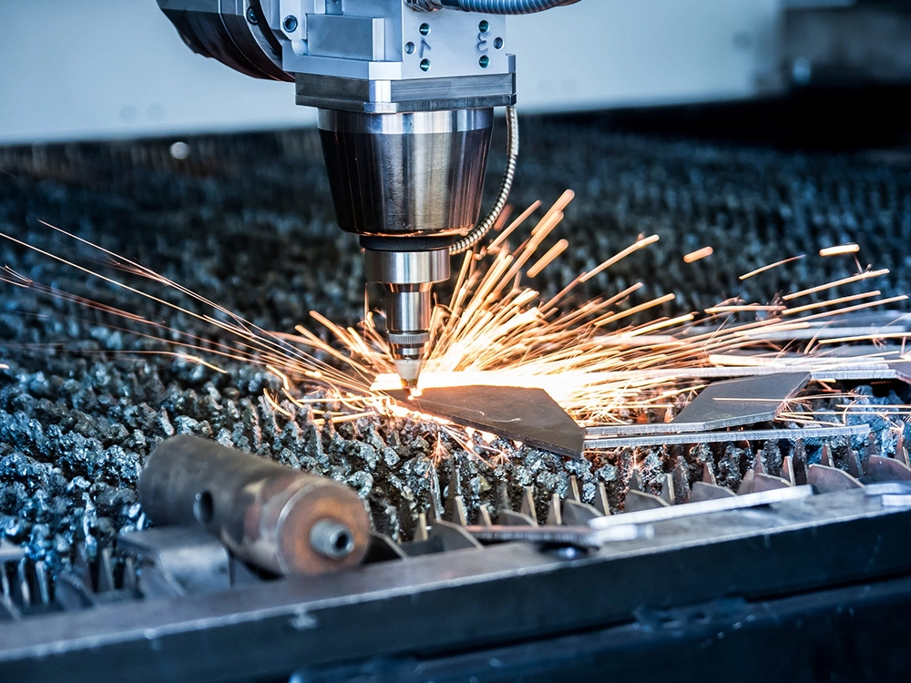High-power laser cutting for on-demand fabrication of medical implants, demonstrating lead time optimization with burr-free edges in biocompatible materials.