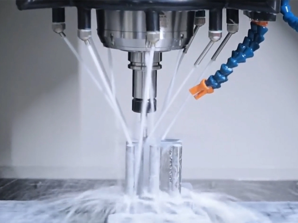 Advanced subtractive manufacturing process using multi-axis milling for crafting precision components with tight tolerances (±0.005mm).
