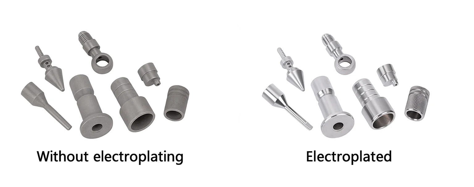 turning parts before and after being electroplated comparison