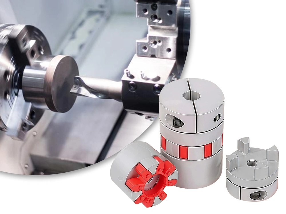 custom jaw coupling with elastomer insert for flexible shaft transmission