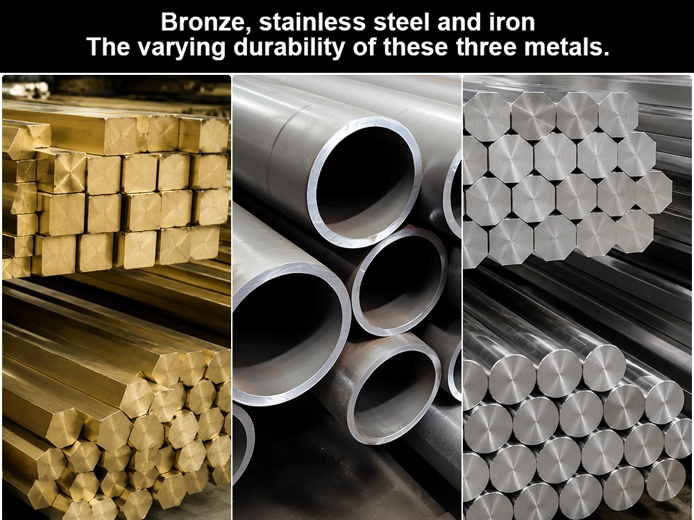 Brass vs iron vs stainless steel rust resistance comparison chart