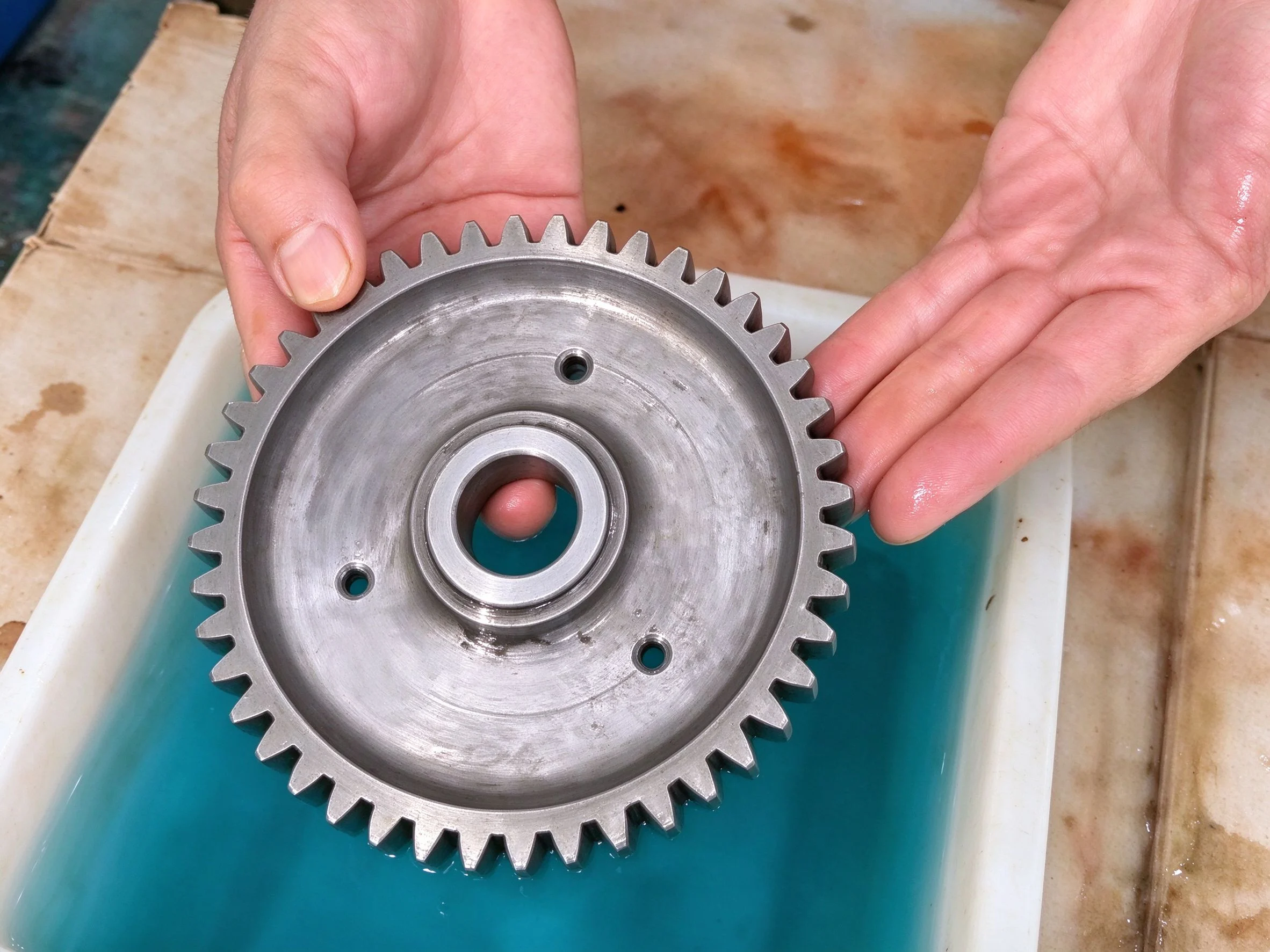 Precision steel gear before black oxide finishing