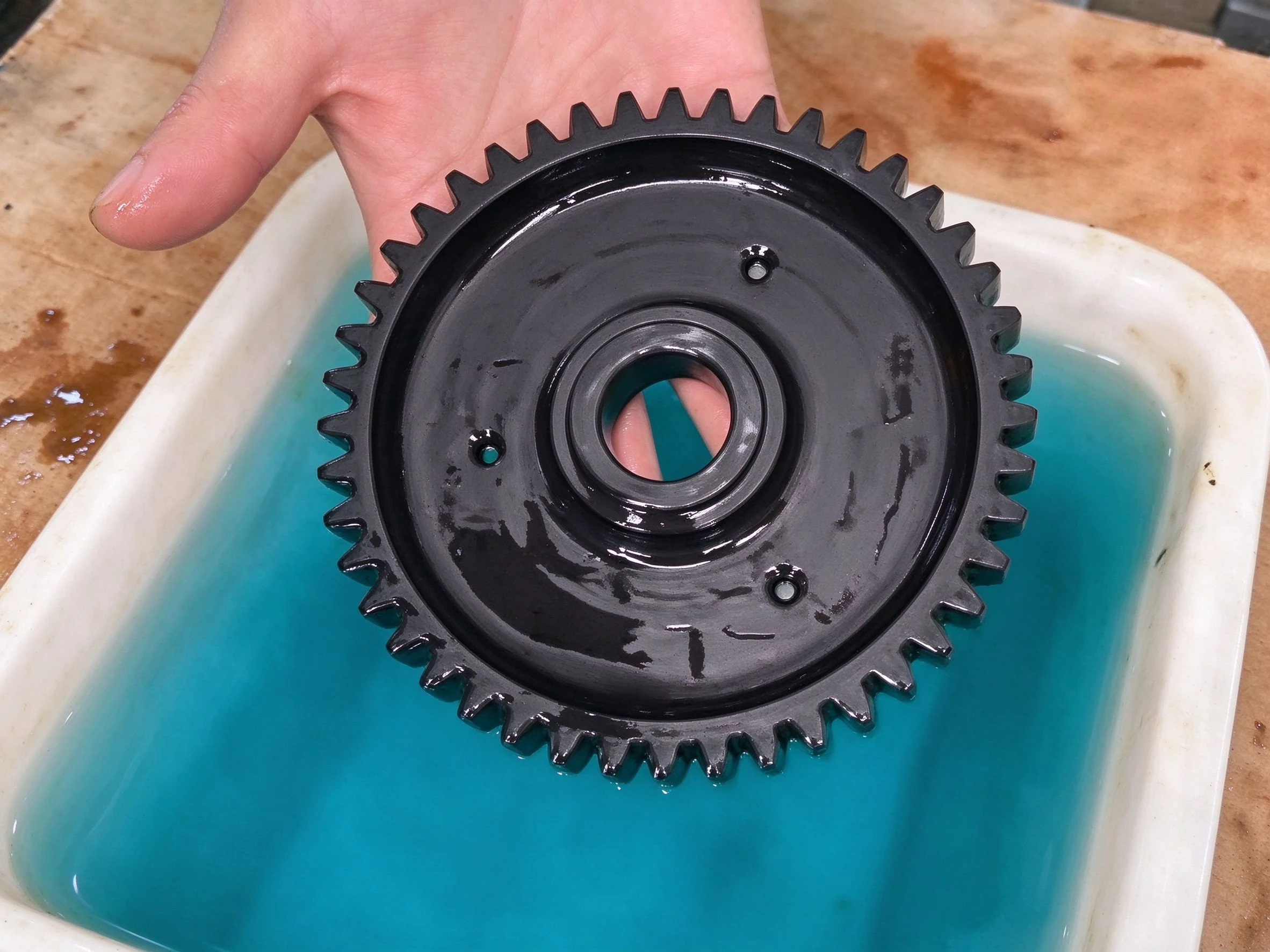 Precision steel gear after black oxide finishing
