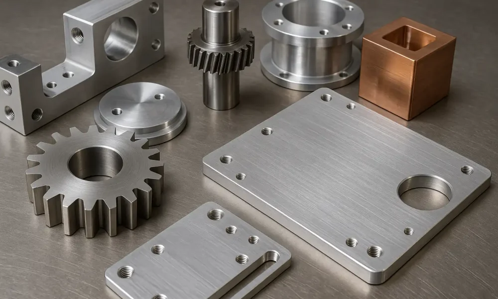 High-precision CNC machined parts in aluminum, stainless steel, titanium, and copper for aerospace and industrial applications